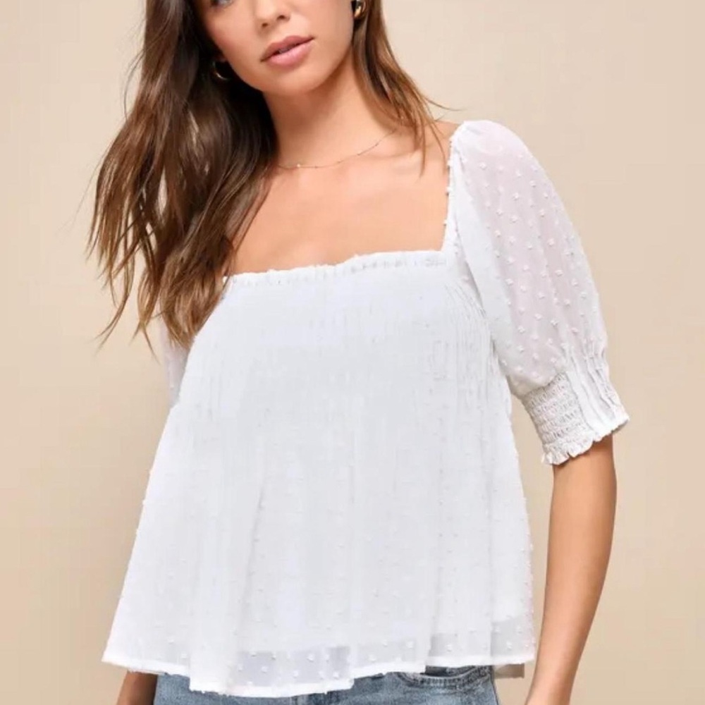 Lulu's White Adorable Perception Puff Sleeve Blouse